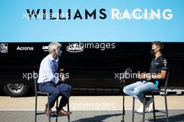 George Russell (GBR) Williams Racing with Damon Hill (GBR) Sky Sports Presenter. 30.07.2020. Formula 1 World Championship, Rd 4, British Grand Prix, Silverstone, England, Preparation Day.
