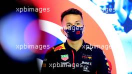 Alexander Albon (THA) Red Bull Racing in the FIA Press Conference. 30.07.2020. Formula 1 World Championship, Rd 4, British Grand Prix, Silverstone, England, Preparation Day.