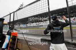(L to R): George Russell (GBR) Williams Racing with Nicholas Latifi (CDN) Williams Racing. 09.10.2020. Formula 1 World Championship, Rd 11, Eifel Grand Prix, Nurbugring, Germany, Practice Day.