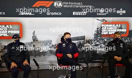 The FIA Press Conference (L to R): Franz Tost (AUT) AlphaTauri Team Principal; Christian Horner (GBR) Red Bull Racing Team Principal; Masashi Yamamoto (JPN) Honda Racing F1 Managing Director. 09.10.2020. Formula 1 World Championship, Rd 11, Eifel Grand Prix, Nurbugring, Germany, Practice Day.