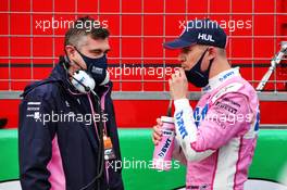 Nico Hulkenberg (GER) Racing Point F1 Team with Bradley Joyce (GBR) Racing Point Force India F1 Race Engineer on the grid. 11.10.2020. Formula 1 World Championship, Rd 11, Eifel Grand Prix, Nurbugring, Germany, Race Day.