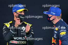 (L to R): Daniel Ricciardo (AUS) Renault F1 Team with Max Verstappen (NLD) Red Bull Racing in parc ferme. 11.10.2020. Formula 1 World Championship, Rd 11, Eifel Grand Prix, Nurbugring, Germany, Race Day.