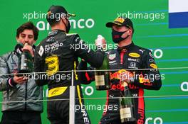 (L to R): Daniel Ricciardo (AUS) Renault F1 Team celebrates his third position on the podium with second placed Max Verstappen (NLD) Red Bull Racing. 11.10.2020. Formula 1 World Championship, Rd 11, Eifel Grand Prix, Nurbugring, Germany, Race Day.