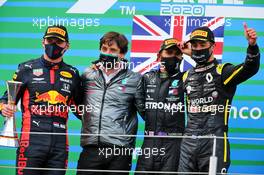 The podium (L to R): Max Verstappen (NLD) Red Bull Racing, second; Lewis Hamilton (GBR) Mercedes AMG F1, race winner; Daniel Ricciardo (AUS) Renault F1 Team, third. 11.10.2020. Formula 1 World Championship, Rd 11, Eifel Grand Prix, Nurbugring, Germany, Race Day.