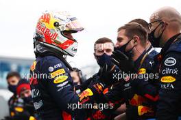 Max Verstappen (NLD) Red Bull Racing celebrates his second position with the team in parc ferme. 11.10.2020. Formula 1 World Championship, Rd 11, Eifel Grand Prix, Nurbugring, Germany, Race Day.