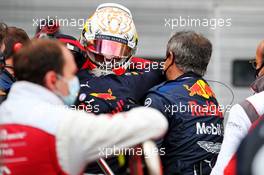 Max Verstappen (NLD) Red Bull Racing celebrates his second position in parc ferme. 11.10.2020. Formula 1 World Championship, Rd 11, Eifel Grand Prix, Nurbugring, Germany, Race Day.
