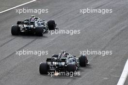 Valtteri Bottas (FIN) Mercedes AMG F1 W11 and Lewis Hamilton (GBR) Mercedes AMG F1 W11. 11.10.2020. Formula 1 World Championship, Rd 11, Eifel Grand Prix, Nurbugring, Germany, Race Day.