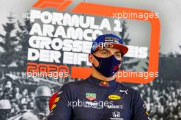 Max Verstappen (NLD) Red Bull Racing in the post qualifying FIA Press Conference. 10.10.2020. Formula 1 World Championship, Rd 11, Eifel Grand Prix, Nurbugring, Germany, Qualifying Day.