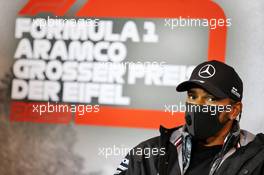 Lewis Hamilton (GBR) Mercedes AMG F1 in the FIA Press Conference. 08.10.2020. Formula 1 World Championship, Rd 11, Eifel Grand Prix, Nurbugring, Germany, Preparation Day.
