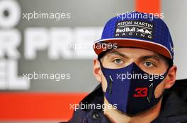 Max Verstappen (NLD) Red Bull Racing in the FIA Press Conference. 08.10.2020. Formula 1 World Championship, Rd 11, Eifel Grand Prix, Nurbugring, Germany, Preparation Day.