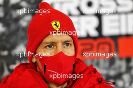 Sebastian Vettel (GER) Ferrari in the FIA Press Conference. 08.10.2020. Formula 1 World Championship, Rd 11, Eifel Grand Prix, Nurbugring, Germany, Preparation Day.