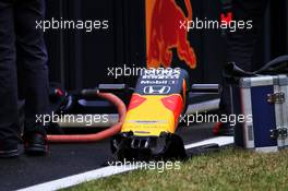 Max Verstappen (NLD) Red Bull Racing RB16 - broken nosecone on the grid. 19.07.2020. Formula 1 World Championship, Rd 3, Hungarian Grand Prix, Budapest, Hungary, Race Day.