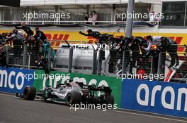 Mercedes AMG F1 celebrates as race winner Lewis Hamilton (GBR) Mercedes AMG F1 W11 passes at the end of the race. 19.07.2020. Formula 1 World Championship, Rd 3, Hungarian Grand Prix, Budapest, Hungary, Race Day.