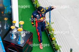 Max Verstappen (NLD) Red Bull Racing celebrates his second position on the podium. 19.07.2020. Formula 1 World Championship, Rd 3, Hungarian Grand Prix, Budapest, Hungary, Race Day.