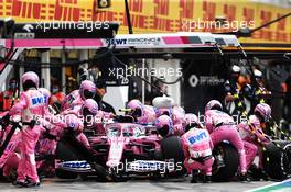 Lance Stroll (CDN) Racing Point F1 Team RP20 makes a pit stop. 19.07.2020. Formula 1 World Championship, Rd 3, Hungarian Grand Prix, Budapest, Hungary, Race Day.