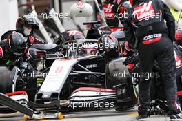 Romain Grosjean (FRA) Haas F1 Team VF-20 makes a pit stop. 19.07.2020. Formula 1 World Championship, Rd 3, Hungarian Grand Prix, Budapest, Hungary, Race Day.