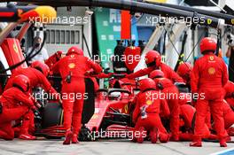 Sebastian Vettel (GER) Ferrari SF1000 makes a pit stop. 19.07.2020. Formula 1 World Championship, Rd 3, Hungarian Grand Prix, Budapest, Hungary, Race Day.