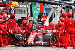 Sebastian Vettel (GER) Ferrari SF1000 makes a pit stop. 19.07.2020. Formula 1 World Championship, Rd 3, Hungarian Grand Prix, Budapest, Hungary, Race Day.
