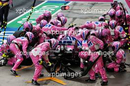 Lance Stroll (CDN) Racing Point F1 Team RP20 makes a pit stop. 19.07.2020. Formula 1 World Championship, Rd 3, Hungarian Grand Prix, Budapest, Hungary, Race Day.