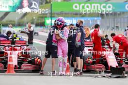 Lance Stroll (CDN) Racing Point F1 Team celebrates his third position in qualifying parc ferme. 18.07.2020. Formula 1 World Championship, Rd 3, Hungarian Grand Prix, Budapest, Hungary, Qualifying Day.