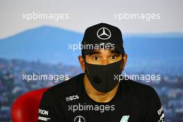 Lewis Hamilton (GBR) Mercedes AMG F1 in the post qualifying FIA Press Conference. 18.07.2020. Formula 1 World Championship, Rd 3, Hungarian Grand Prix, Budapest, Hungary, Qualifying Day.