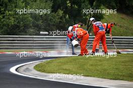 An oil spill is dealt with by marshals during the stopped F3 race. 18.07.2020. Formula 1 World Championship, Rd 3, Hungarian Grand Prix, Budapest, Hungary, Qualifying Day.