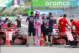Lance Stroll (CDN) Racing Point F1 Team celebrates his third position in qualifying parc ferme. 18.07.2020. Formula 1 World Championship, Rd 3, Hungarian Grand Prix, Budapest, Hungary, Qualifying Day.