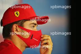 Charles Leclerc (MON) Ferrari in the FIA Press Conference. 16.07.2020. Formula 1 World Championship, Rd 3, Hungarian Grand Prix, Budapest, Hungary, Preparation Day.