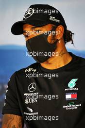 Lewis Hamilton (GBR) Mercedes AMG F1 in the FIA Press Conference. 16.07.2020. Formula 1 World Championship, Rd 3, Hungarian Grand Prix, Budapest, Hungary, Preparation Day.