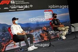 (L to R): Valtteri Bottas (FIN) Mercedes AMG F1 and Lewis Hamilton (GBR) Mercedes AMG F1 in the FIA Press Conference. 16.07.2020. Formula 1 World Championship, Rd 3, Hungarian Grand Prix, Budapest, Hungary, Preparation Day.