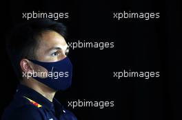 Alexander Albon (THA) Red Bull Racing in the FIA Press Conference. 16.07.2020. Formula 1 World Championship, Rd 3, Hungarian Grand Prix, Budapest, Hungary, Preparation Day.