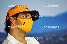 Carlos Sainz Jr (ESP) McLaren in the FIA Press Conference. 16.07.2020. Formula 1 World Championship, Rd 3, Hungarian Grand Prix, Budapest, Hungary, Preparation Day.