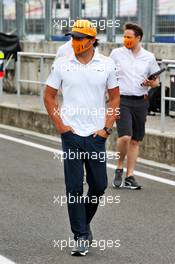 Carlos Sainz Jr (ESP) McLaren walks the circuit with the team. 16.07.2020. Formula 1 World Championship, Rd 3, Hungarian Grand Prix, Budapest, Hungary, Preparation Day.