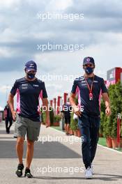 (L to R): Sergio Perez (MEX) Racing Point F1 Team and Lance Stroll (CDN) Racing Point F1 Team. 16.07.2020. Formula 1 World Championship, Rd 3, Hungarian Grand Prix, Budapest, Hungary, Preparation Day.