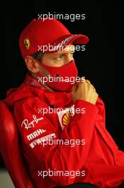 Sebastian Vettel (GER) Ferrari in the FIA Press Conference. 16.07.2020. Formula 1 World Championship, Rd 3, Hungarian Grand Prix, Budapest, Hungary, Preparation Day.