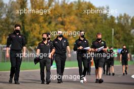 Romain Grosjean (FRA) Haas F1 Team walks the circuit with the team. 30.10.2020. Formula 1 World Championship, Rd 13, Emilia Romagna Grand Prix, Imola, Italy, Practice Day.