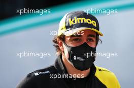 Fernando Alonso (ESP) Renault F1 Team with the media. 30.10.2020. Formula 1 World Championship, Rd 13, Emilia Romagna Grand Prix, Imola, Italy, Practice Day.