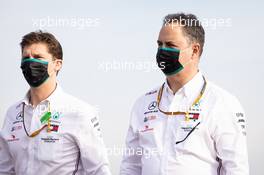 (L to R): James Vowles (GBR) Mercedes AMG F1 Chief Strategist and Ron Meadows (GBR) Mercedes GP Team Manager walk the circuit. 30.10.2020. Formula 1 World Championship, Rd 13, Emilia Romagna Grand Prix, Imola, Italy, Practice Day.