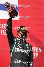 Valtteri Bottas (FIN) Mercedes AMG F1 celebrates his second position on the podium. 01.11.2020. Formula 1 World Championship, Rd 13, Emilia Romagna Grand Prix, Imola, Italy, Race Day.