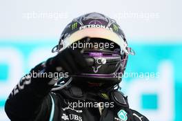Race winner Lewis Hamilton (GBR) Mercedes AMG F1 celebrates in parc ferme. 01.11.2020. Formula 1 World Championship, Rd 13, Emilia Romagna Grand Prix, Imola, Italy, Race Day.