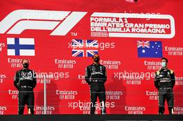 The podium (L to R): Valtteri Bottas (FIN) Mercedes AMG F1, second; Lewis Hamilton (GBR) Mercedes AMG F1, race winner; Daniel Ricciardo (AUS) Renault F1 Team, third. 01.11.2020. Formula 1 World Championship, Rd 13, Emilia Romagna Grand Prix, Imola, Italy, Race Day.