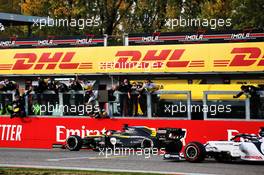 Third placed Daniel Ricciardo (AUS) Renault F1 Team RS20 celebrates with the team at the end of the race. 01.11.2020. Formula 1 World Championship, Rd 13, Emilia Romagna Grand Prix, Imola, Italy, Race Day.