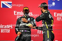 Daniel Ricciardo (AUS) Renault F1 Team celebrates his third position on the podium with race winner Lewis Hamilton (GBR) Mercedes AMG F1. 01.11.2020. Formula 1 World Championship, Rd 13, Emilia Romagna Grand Prix, Imola, Italy, Race Day.