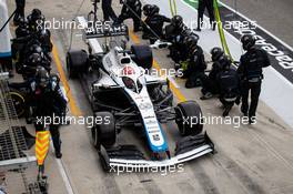 George Russell (GBR) Williams Racing FW43 makes a pit stop. 01.11.2020. Formula 1 World Championship, Rd 13, Emilia Romagna Grand Prix, Imola, Italy, Race Day.