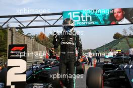 Valtteri Bottas (FIN) Mercedes AMG F1 W11 celebrates his pole position in qualifying parc ferme. 31.10.2020. Formula 1 World Championship, Rd 13, Emilia Romagna Grand Prix, Imola, Italy, Qualifying Day.