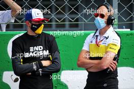 Esteban Ocon (FRA) Renault F1 Team with Dan Williams (GBR) Renault F1 Team Personal Trainer on the grid. 06.09.2020. Formula 1 World Championship, Rd 8, Italian Grand Prix, Monza, Italy, Race Day.