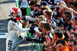 Race winner Pierre Gasly (FRA) AlphaTauri celebrates with the team in parc ferme. 06.09.2020. Formula 1 World Championship, Rd 8, Italian Grand Prix, Monza, Italy, Race Day.