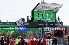 The podium (L to R): Graham Watson (GBR) AlphaTauri Team Manager; Carlos Sainz Jr (ESP) McLaren, second; Pierre Gasly (FRA) AlphaTauri, race winner; Lance Stroll (CDN) Racing Point F1 Team, third. 06.09.2020. Formula 1 World Championship, Rd 8, Italian Grand Prix, Monza, Italy, Race Day.