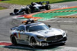 Lewis Hamilton (GBR) Mercedes AMG F1 W11 leads behind the FIA Safety Car. 06.09.2020. Formula 1 World Championship, Rd 8, Italian Grand Prix, Monza, Italy, Race Day.