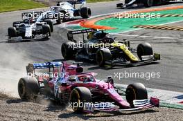 Sergio Perez (MEX) Racing Point F1 Team RP19 runs wide. 06.09.2020. Formula 1 World Championship, Rd 8, Italian Grand Prix, Monza, Italy, Race Day.